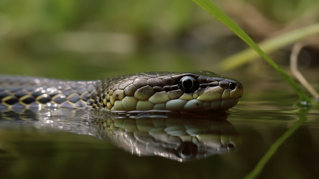 A swimming grass snake