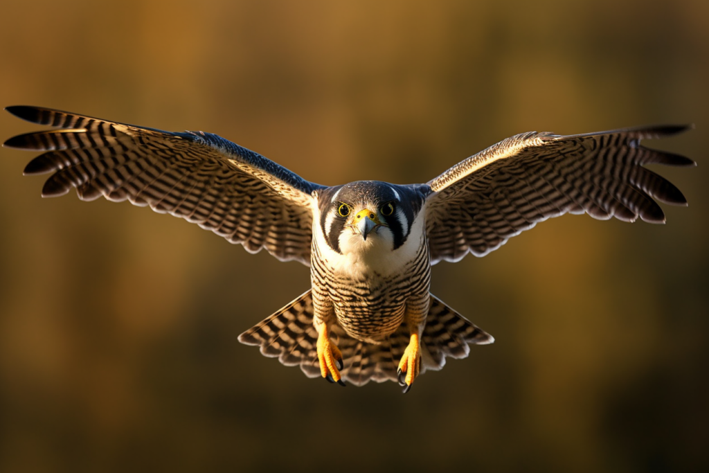 A majestic Peregrine Falcon soaring through the open skies
