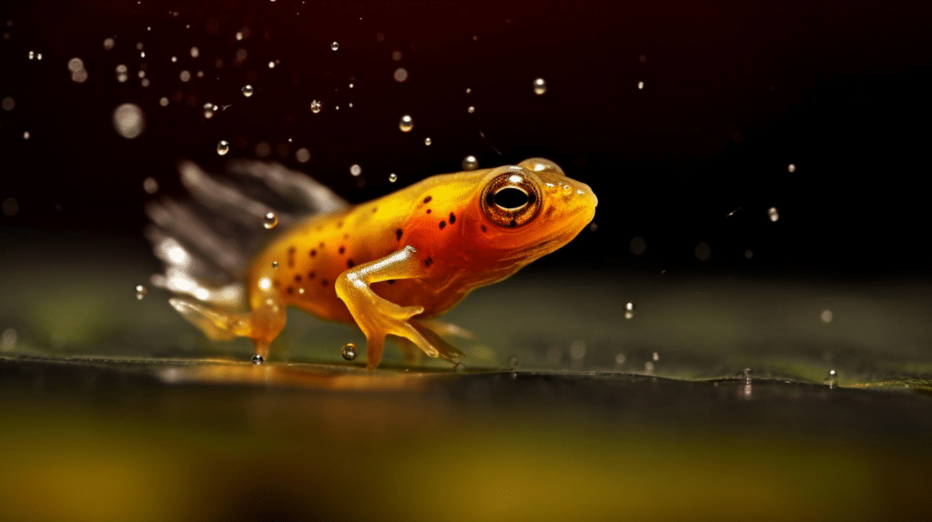 A tadpole going through metamorphosis