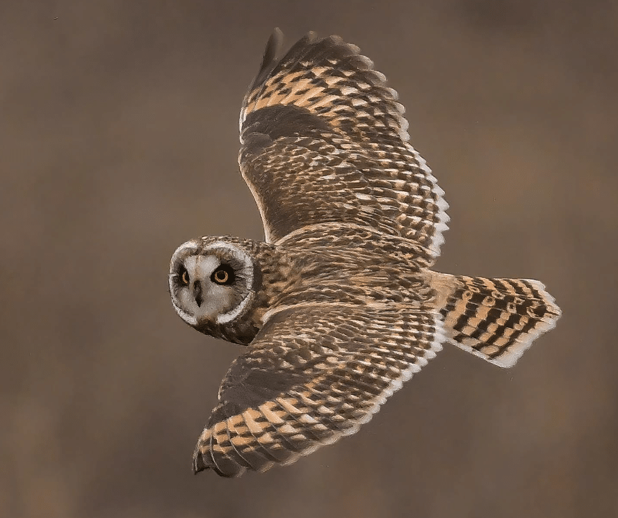 A short-eared owl (Asio flammeus). Credit: johns.nature.photos